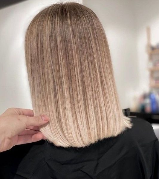 a beautiful blunt long bob with an ombre effect is a stylish and laconic idea to rock right now
