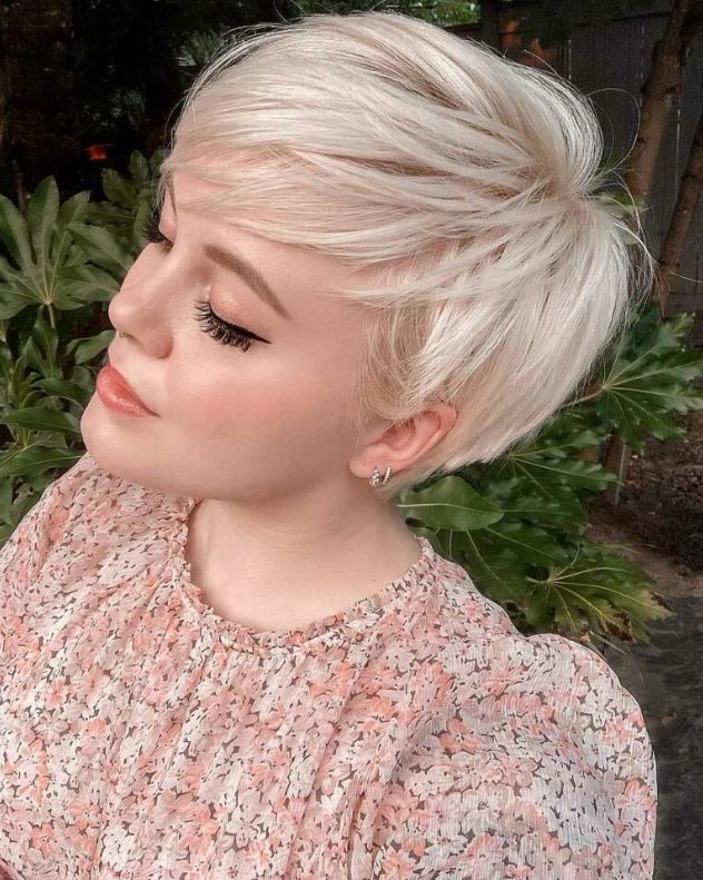a fab icy blonde layered pixie looks soft and undone, give it more texture with feathered ends