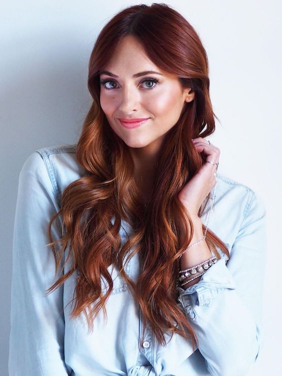 adorable long auburn hair ith waves is a super pretty and feminine idea that will accent your face features