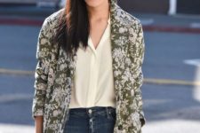 10 a green and white floral coat will add a touch of color and a print to your look