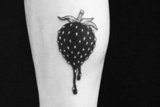 Artistic strawberry tattoo design