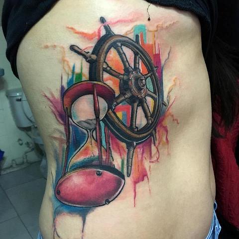 Artistic tattoo on the side