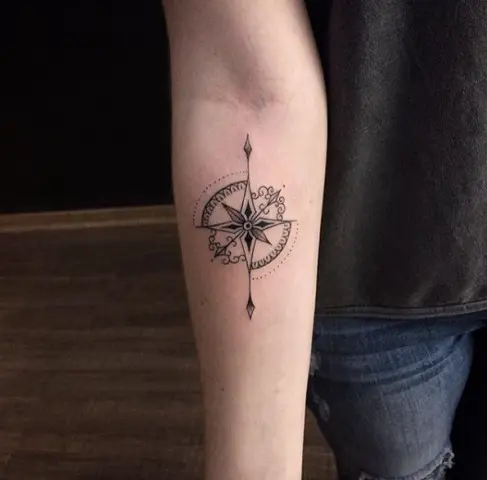Compass and Mountain Tattoo