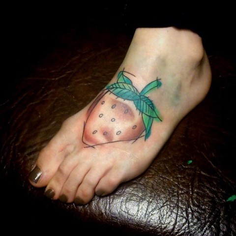 Carelessly painted tattoo on the foot