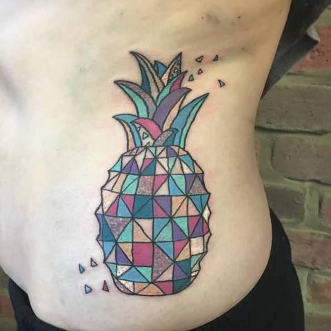 Colorful geometric tattoo on the side