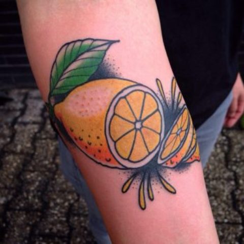 Colorful tattoo on the forearm