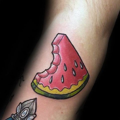 Cool watermelon tattoo on the arm