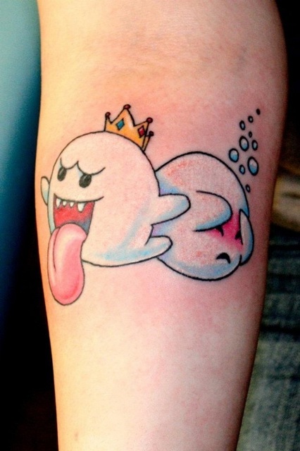 Funny ghosts tattoo on the forearm
