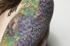 Grape with butterfly tattoo on the shoulder