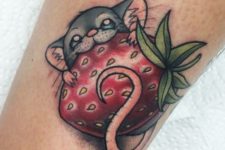 Mouse and strawberry tattoo idea