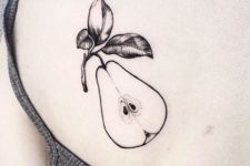 Pear with leaves tattoo on the back