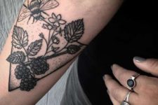 Raspberry and bee tattoo