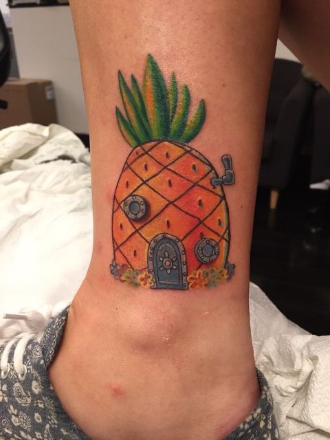 Sponge Bob's pineapple house tattoo