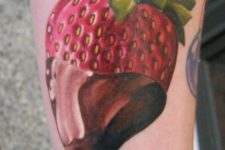 Strawberry with chocolate tattoo