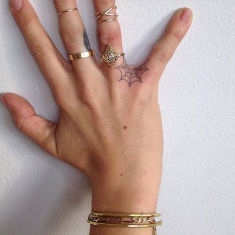 Tiny web tattoo on the hand
