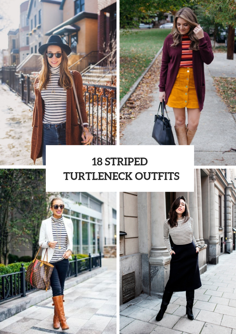 18 Chic Outfits With Striped Turtlenecks