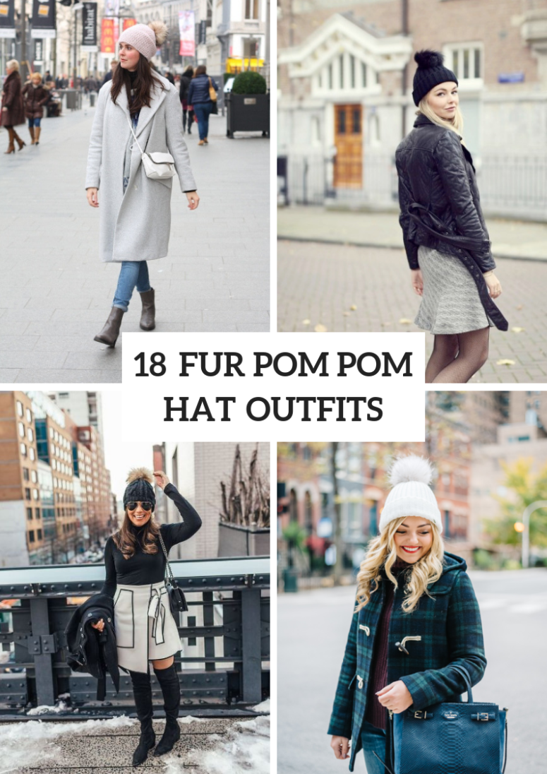 Women Outfits With Fur Pom Pom Hats
