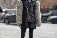 winter look with a fur jacket