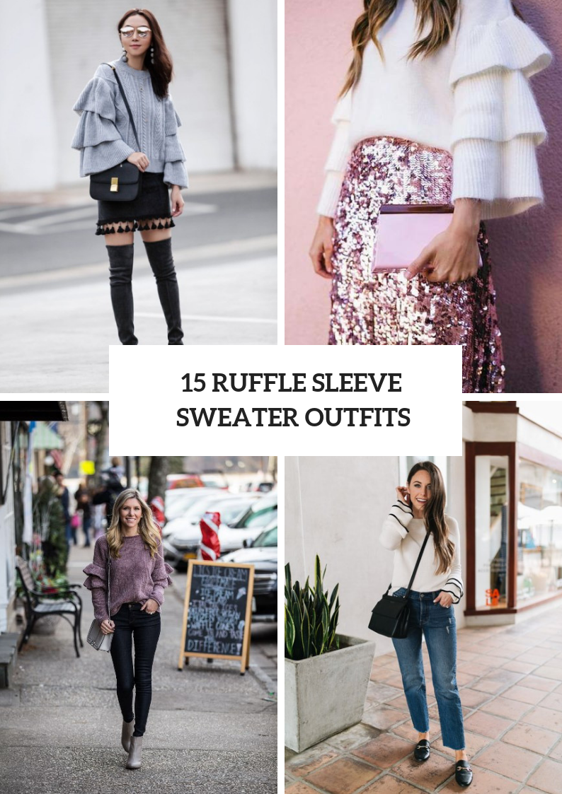 Cool Outfits With Ruffle Sleeve Sweaters For Winter Days