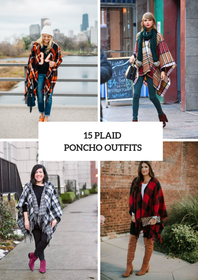 Plaid Poncho Outfits For Stylish Ladies