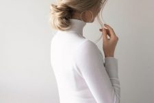 a casual twisted low bun with a sleek top is always a good idea that looks neat and cute