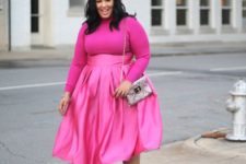 an all-pink valentine’s day look for a curvy girl