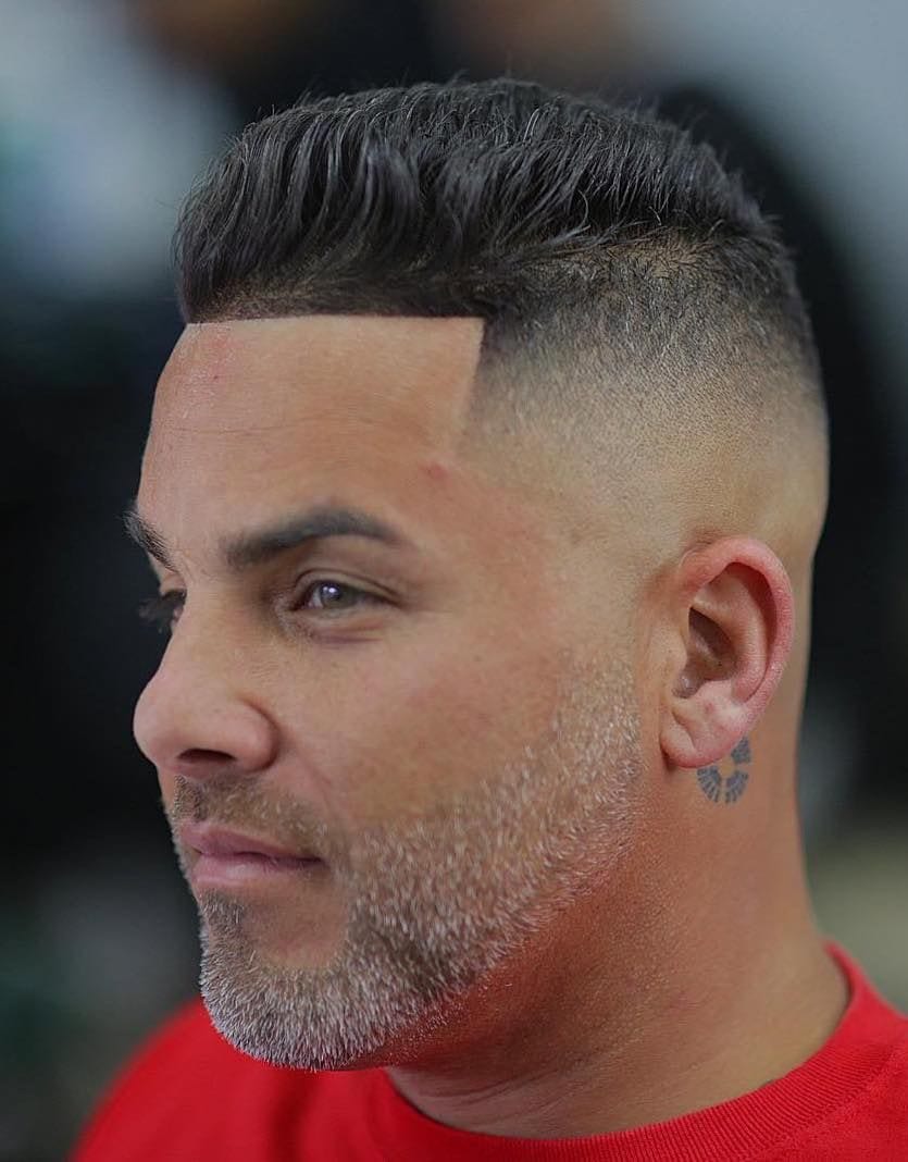 such a brush up skin fade is a cool idea, especially combined with a beard