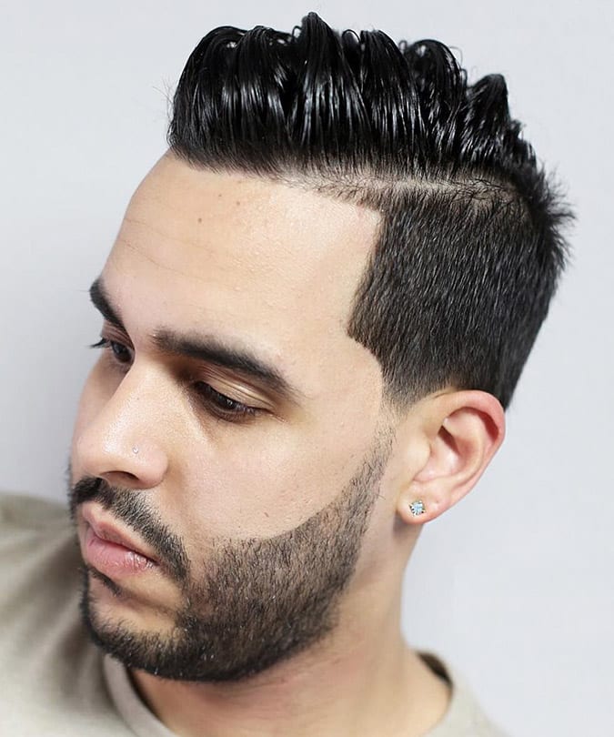 a line up quiff haircut with a beard is a stylish and elegant idea for those who want a retro feel