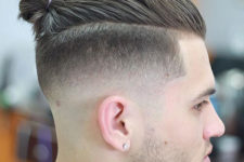 cool man bun line up hairstyle idea