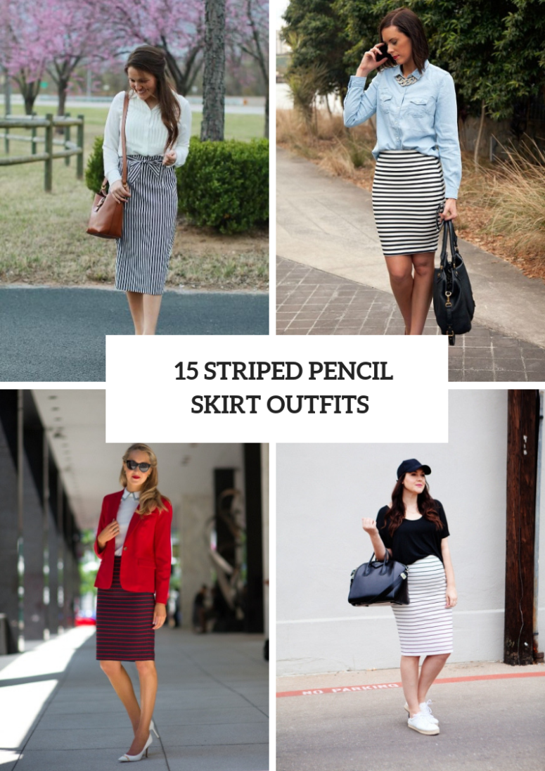 15 Spring Outfits With Striped Pencil Skirts