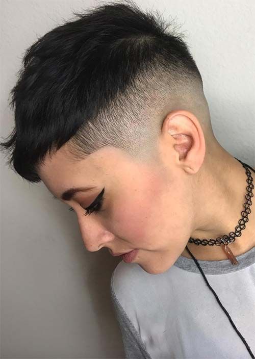 a short undercut pixie in black is a very daring idea for those who love to experiment