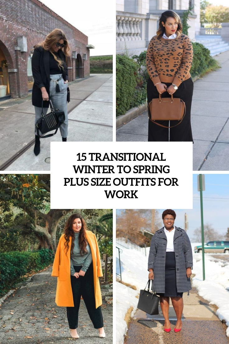 transitional winter to spring plus size outfits for work cover