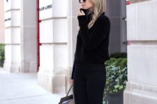 02 a comfy black look spruced up with white loafers and a neutral oversized bag