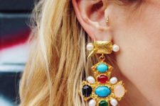 03 maximalism trend at its best in these colorful gem cross earrings