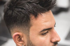 13 a layered faux hawk brings much texture, is easy to style and a beard adds chic