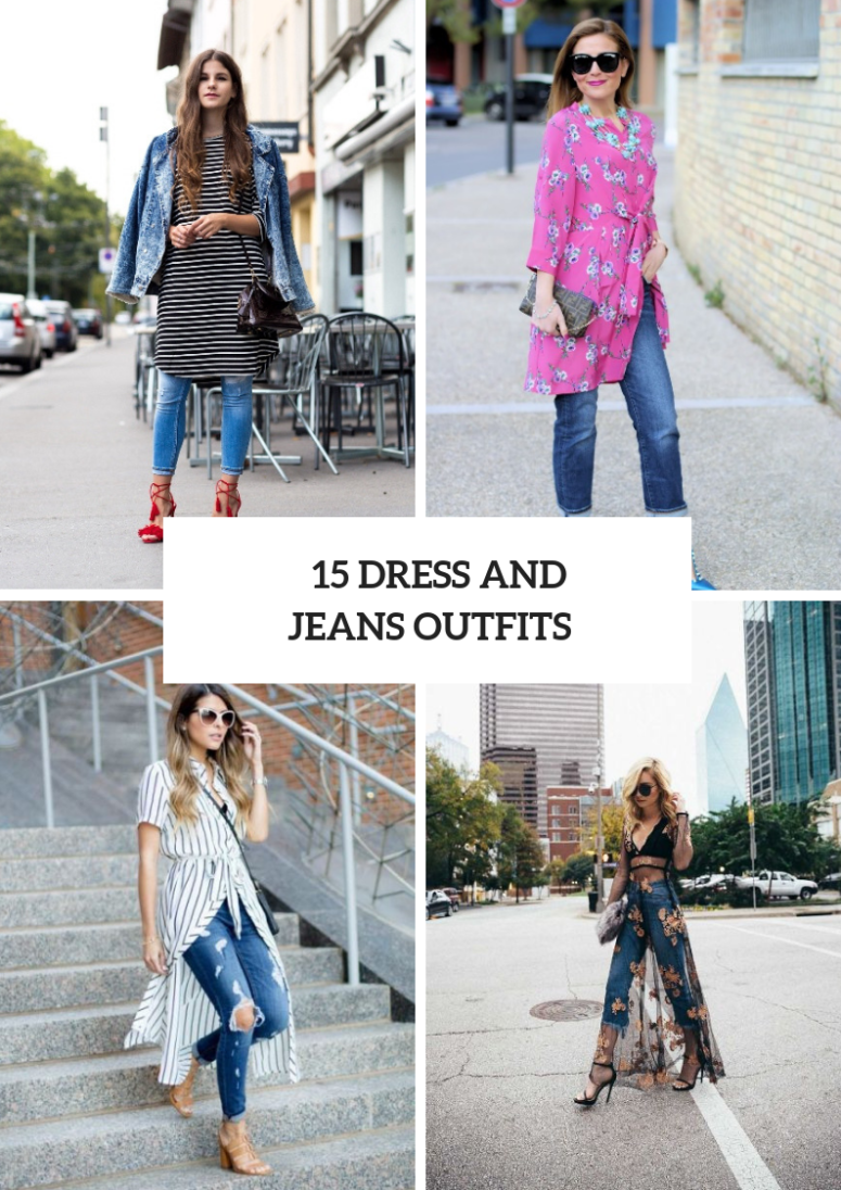 15 Stylish Ways To Wear Dresses Over Jeans