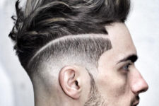 a high low fade with quiff and stubble is a bold idea only for daring men
