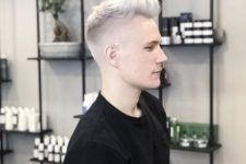07 icy blonde haircut with hair raised up is a cool and very modern idea