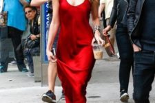 12 a red slip dress and metallic heels will get all the eyes on you – it’s a very bold and sexy option