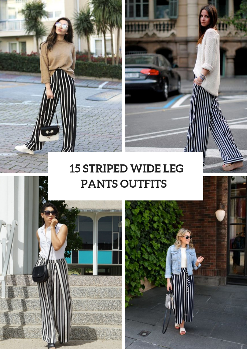 Feminine Outfits With Striped Wide Leg Pants