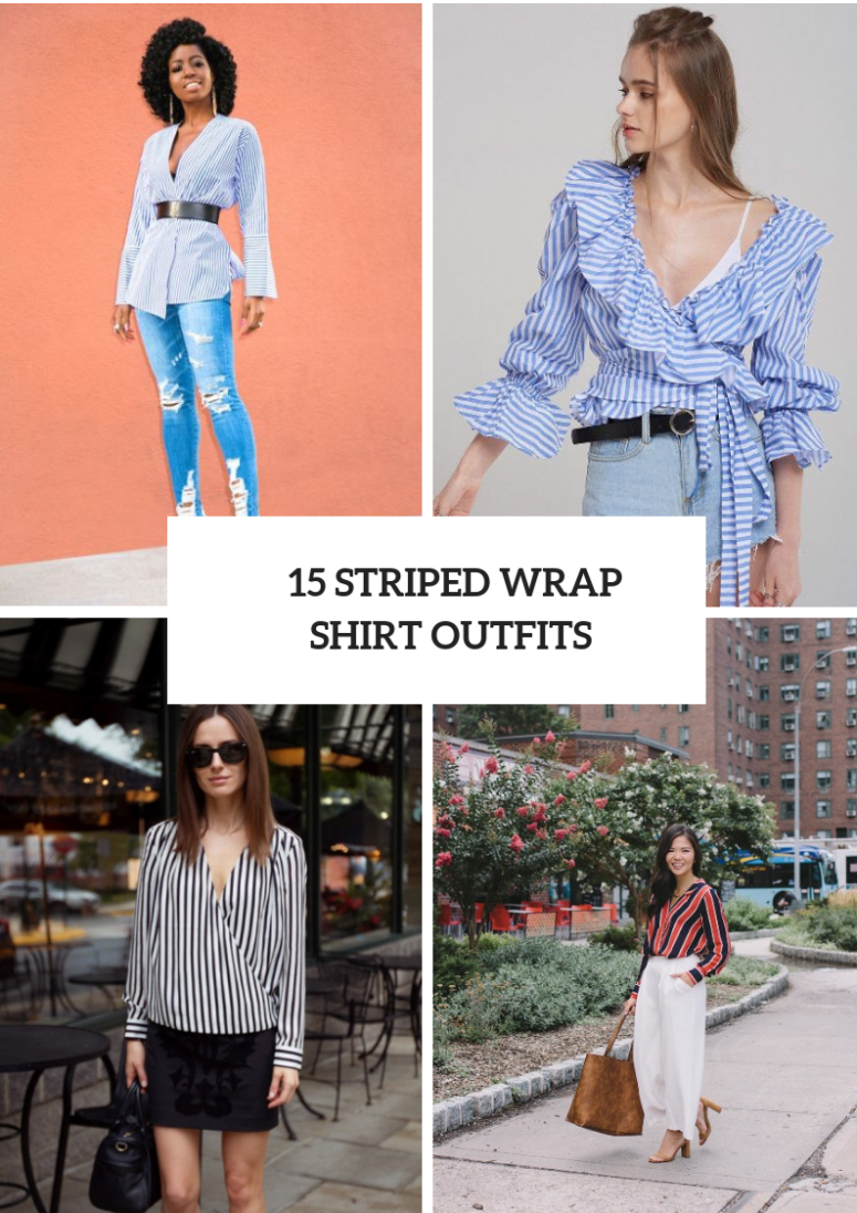 15 Awesome Striped Wrap Blouse Outfits