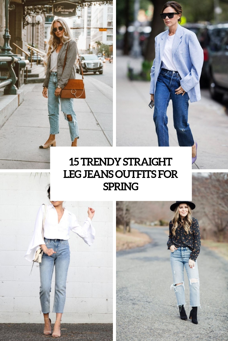 trendy straight leg jeans outfits for spring cover