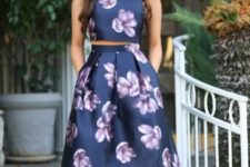 With floral A-line skirt