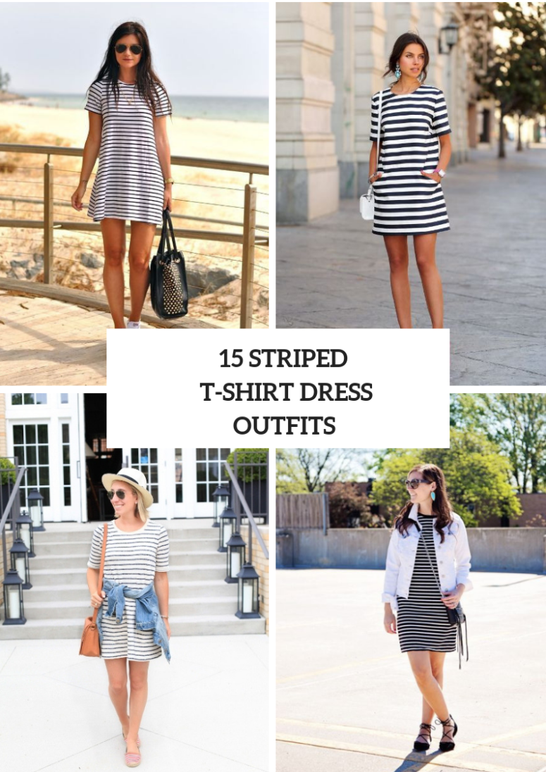15 Looks With Striped T-Shirt Dresses