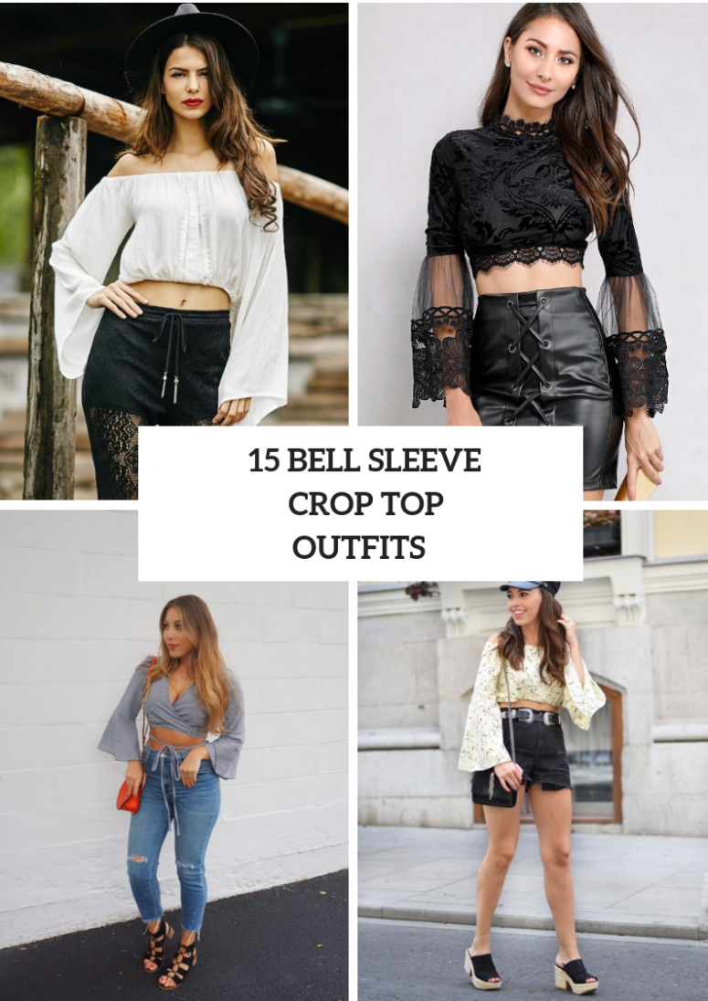 Outfits With Bell Sleeve Crop Tops