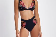 cool swimsuit with floral embroidery