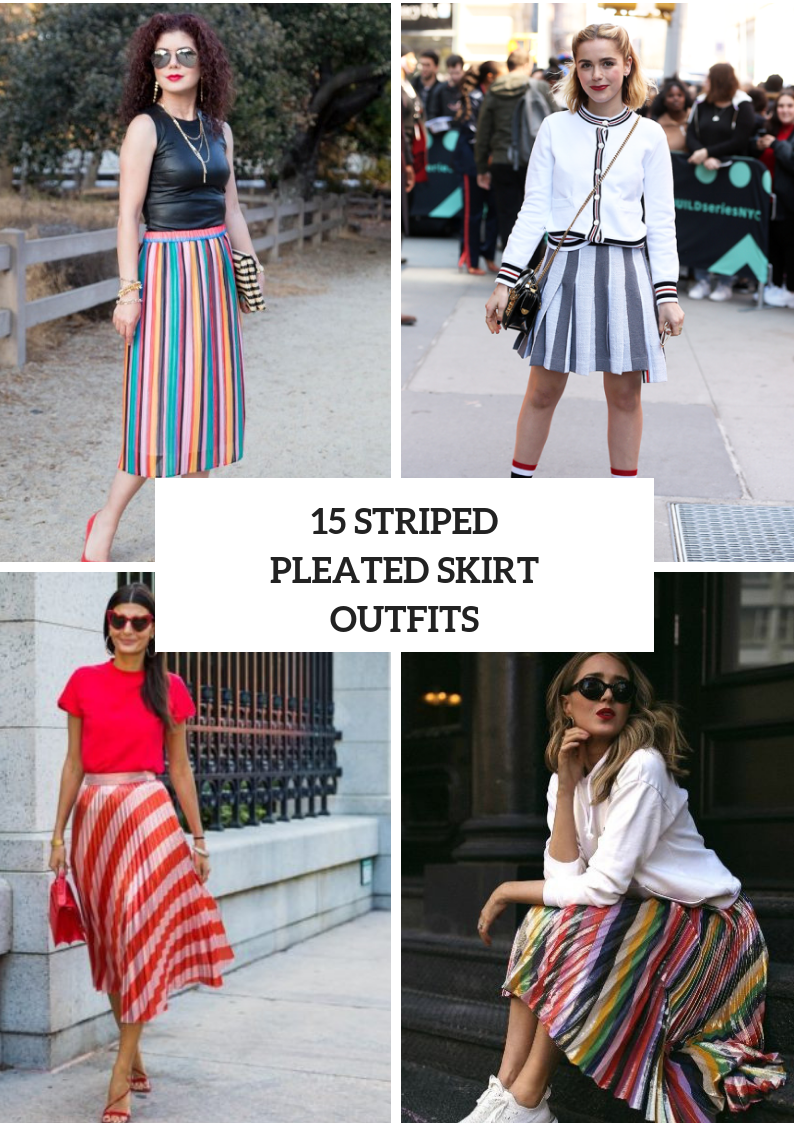 Looks With Striped Pleated Skirts To Repeat