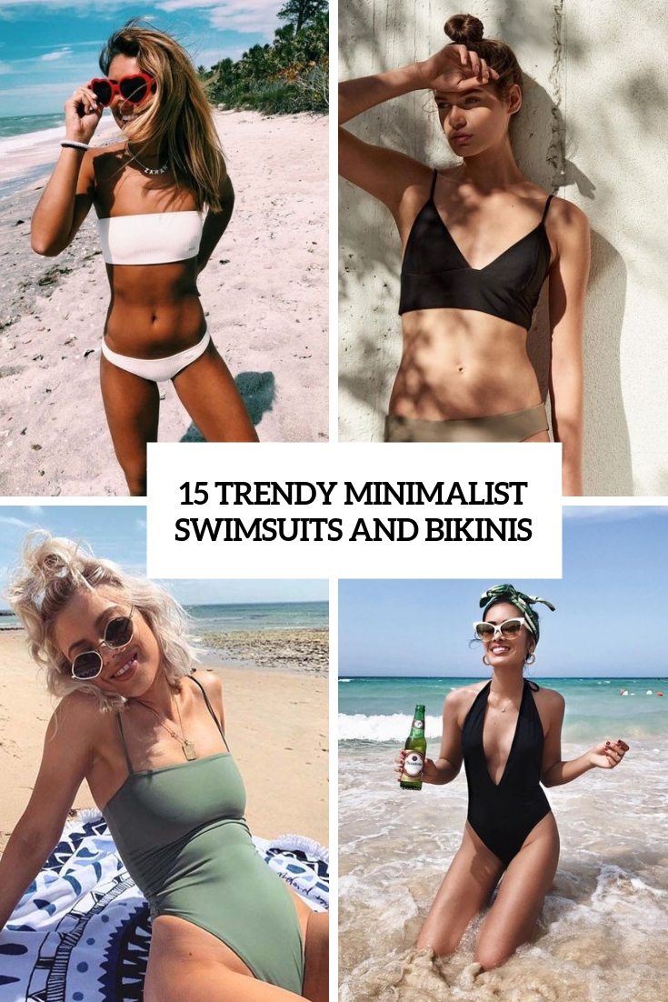 trendy minimalist swimsuits and bikinis cover