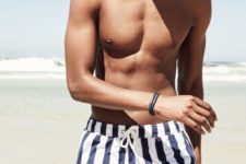 elegant blue and white vertical striped swim trunks are right what you need this summer