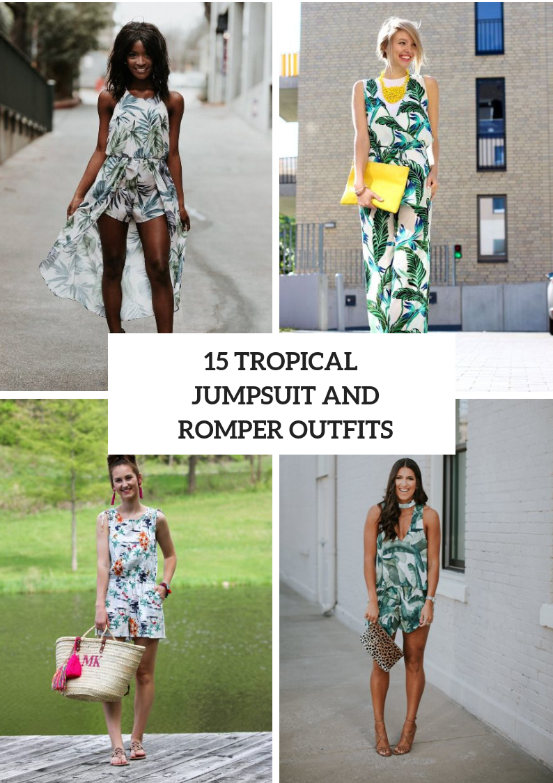 Outfits With Tropical Printed Rompers And Jumpsuits